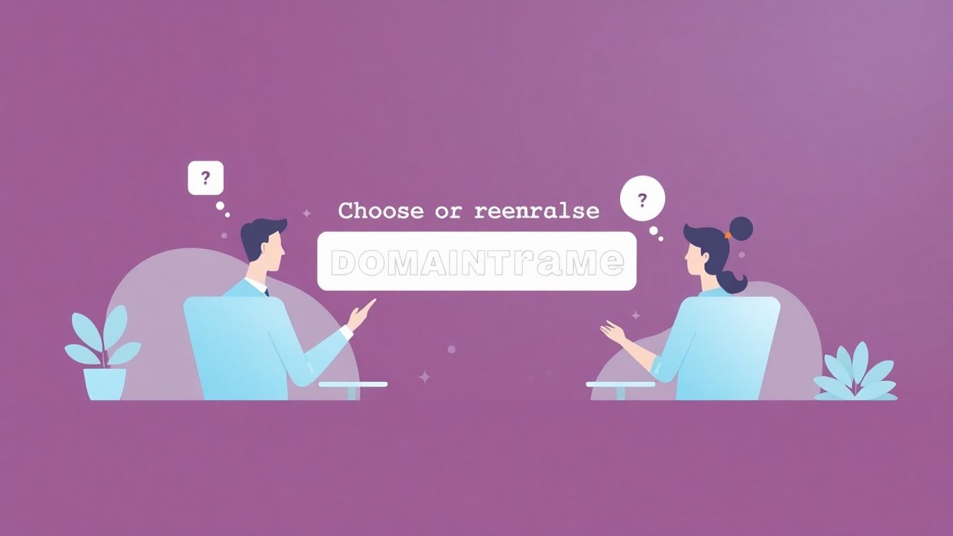 Illustrasjon av domenevalg med myke farger.