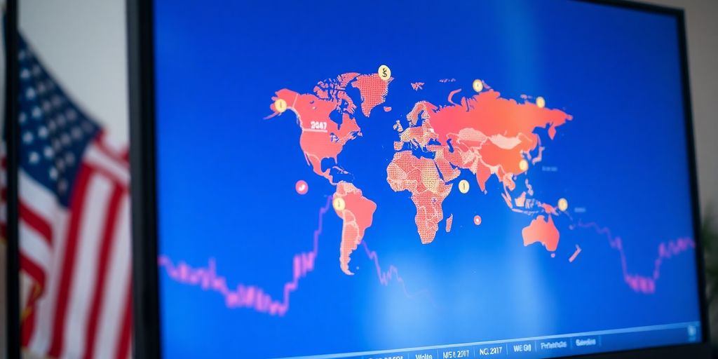 Forex trading platform on computer with US flags.