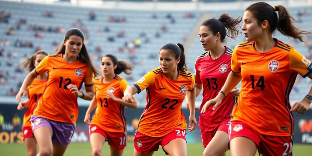 Women soccer players competing fiercely on the field.