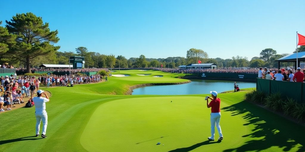 Golfers competing in a prestigious PGA Tour event.
