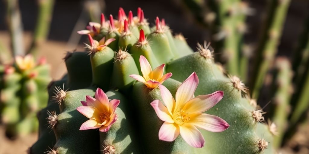Cactus exótico con flores vibrantes
