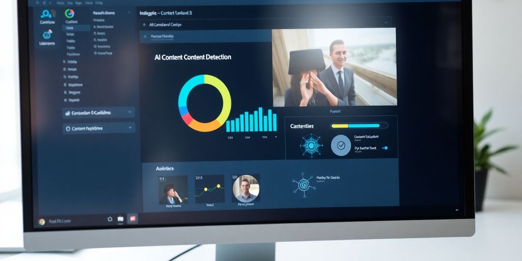 Computer screen with AI content detection tool in use.