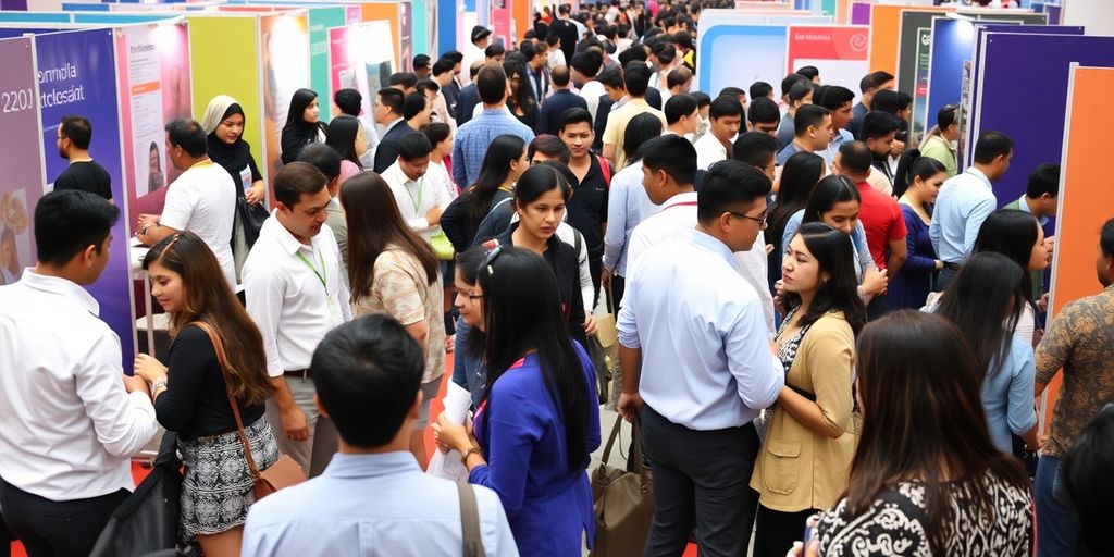 Feira de empregos com profissionais e recrutadores em Limeira.