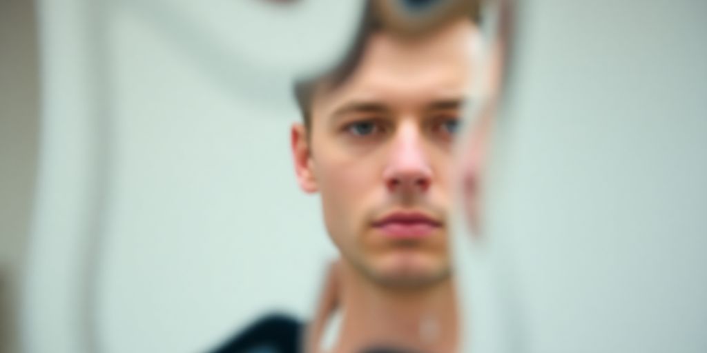 Distorted reflection in mirror