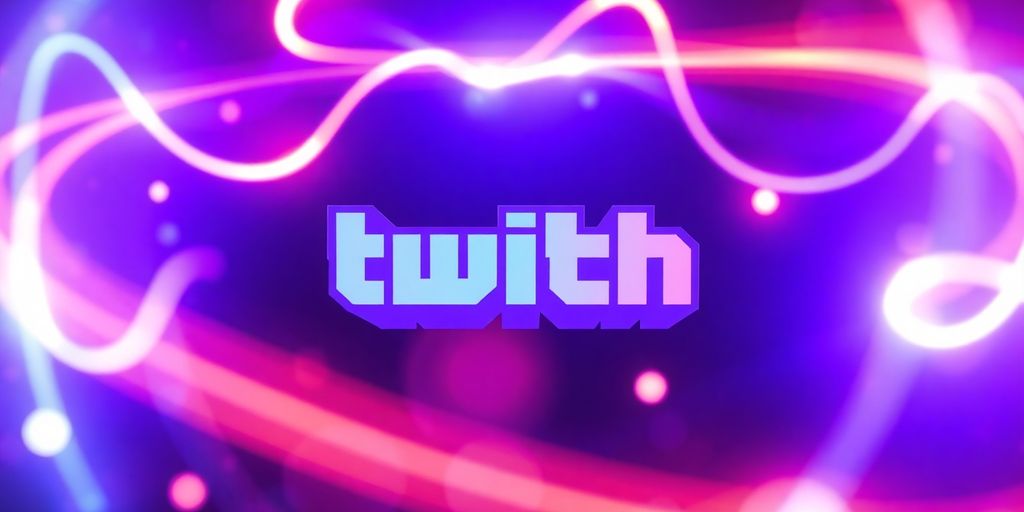 Twitch logo with vibrant purple and blue streaming interface.