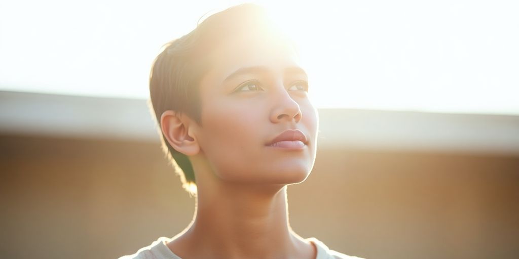 Person thoughtfully considering career paths, illuminated.