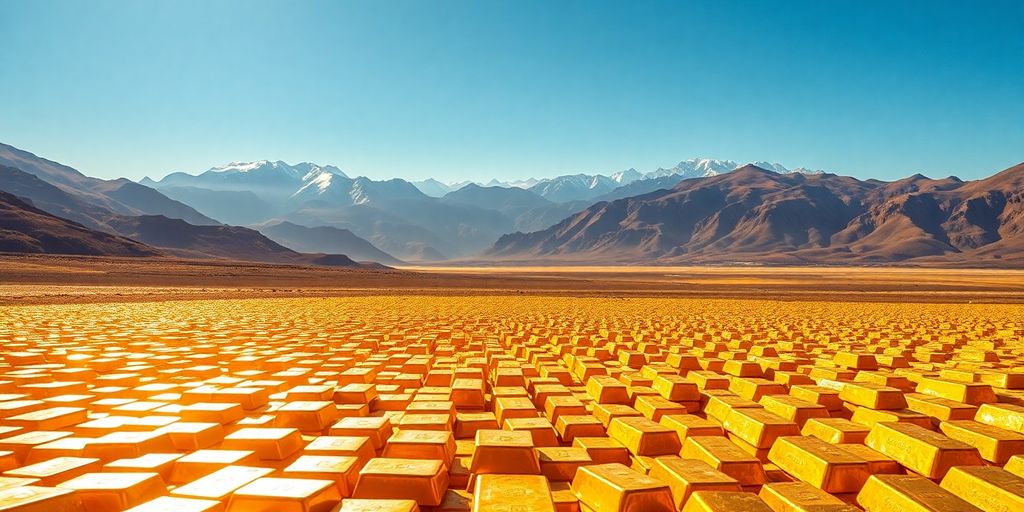 Champ de barres d'or sous un ciel bleu.