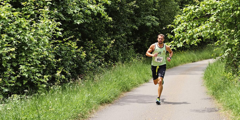 Runner training on a scenic trail for endurance.