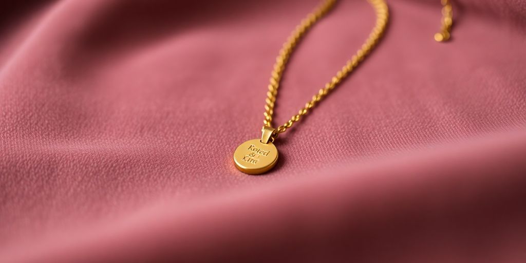 Collier en or sur tissu en velours.