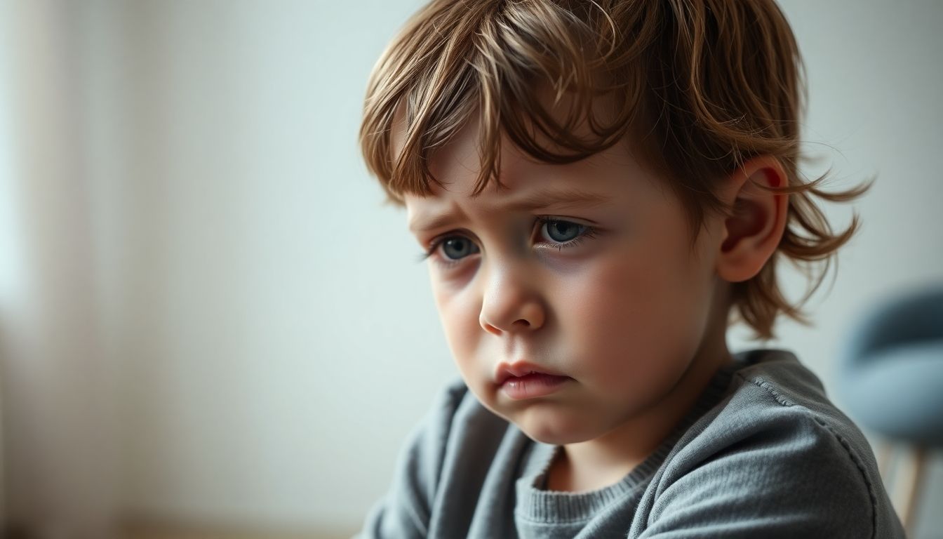 Crying child expressing distress during mediation process.