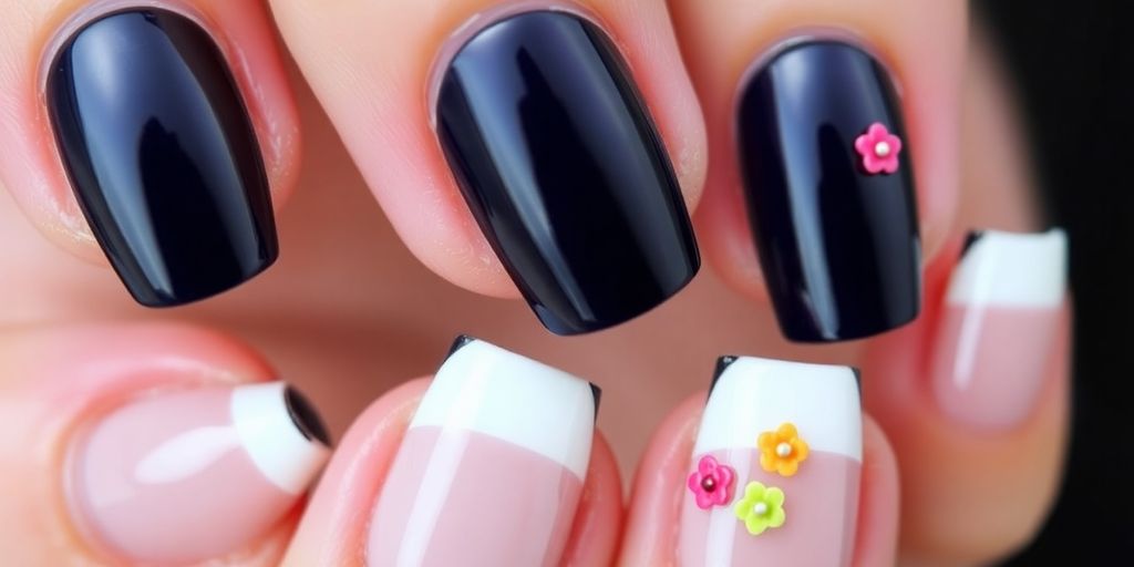 Unhas de gel decoradas com francesinha clássica.