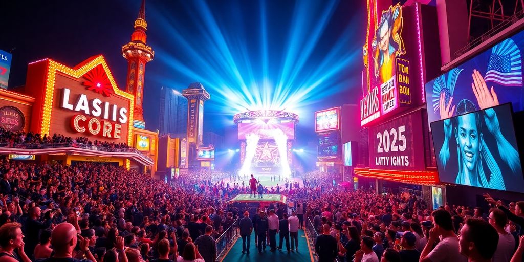 Exciting Las Vegas sports event with cheering fans.