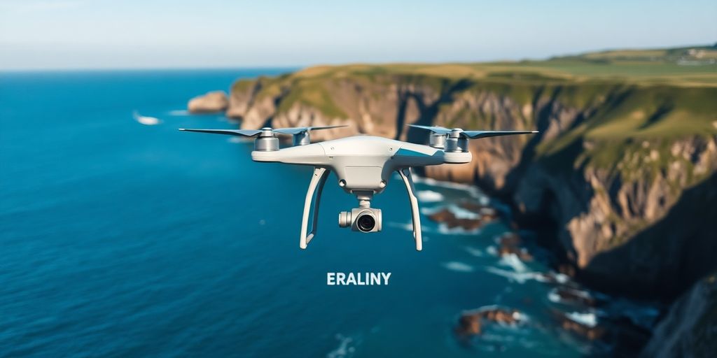 Drone survolant côte bretonne