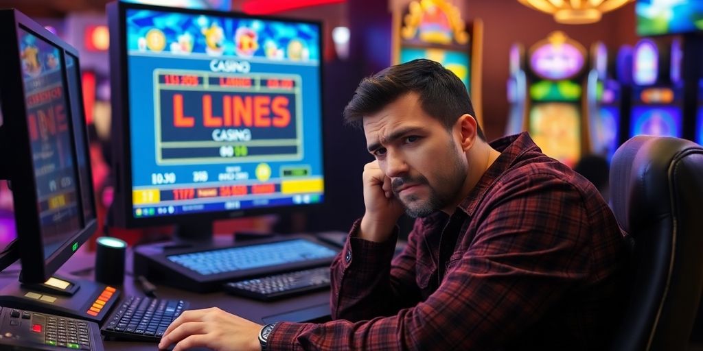 Frustrated player at online casino after losing a game.