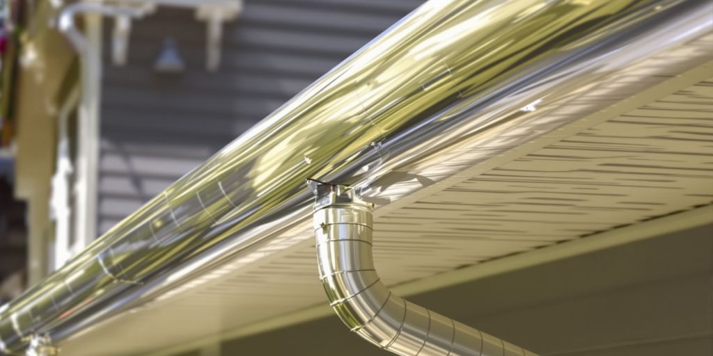 Gleaming custom gutters on a modern home exterior.