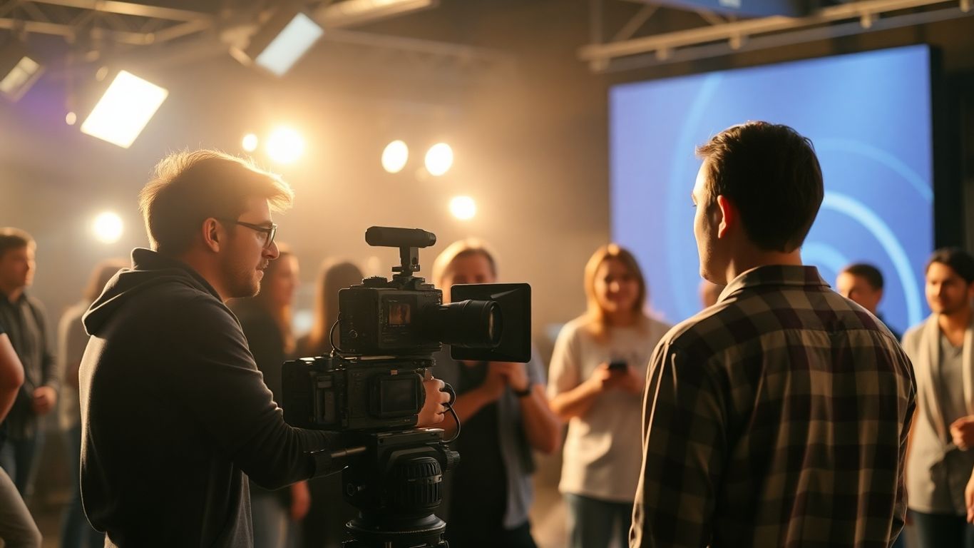 Équipe de tournage en action