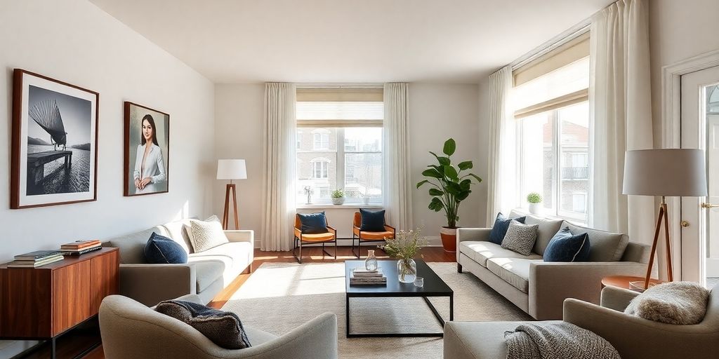 Staged living room ready for sale in Manhattan.
