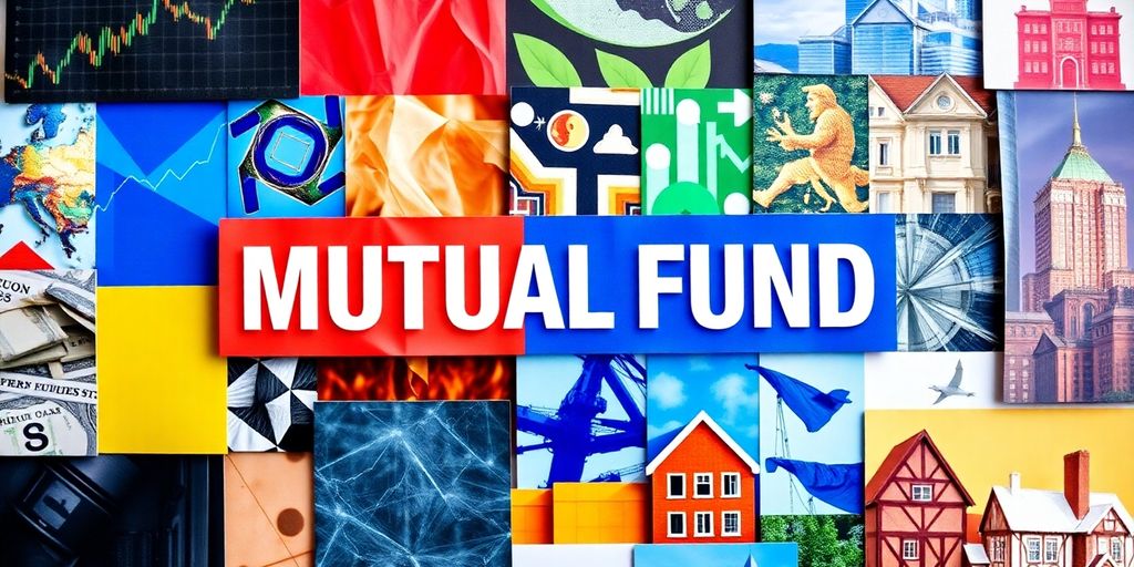Colorful collage of diverse mutual fund investment options.
