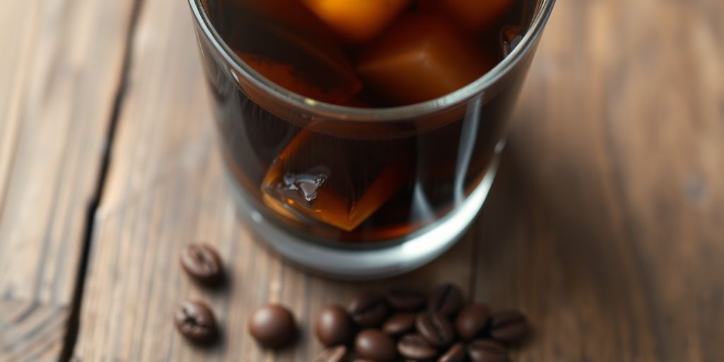 Steaming cup of decaf cold brew coffee.