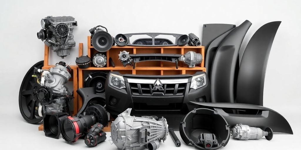 Mitsubishi Triton spare parts laid out.