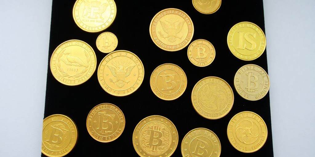 Collection de pièces d'or sur une surface en velours.