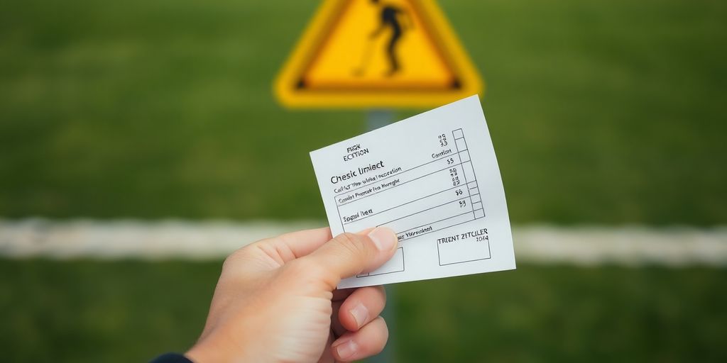 Fist holding a betting slip, caution sign in background.
