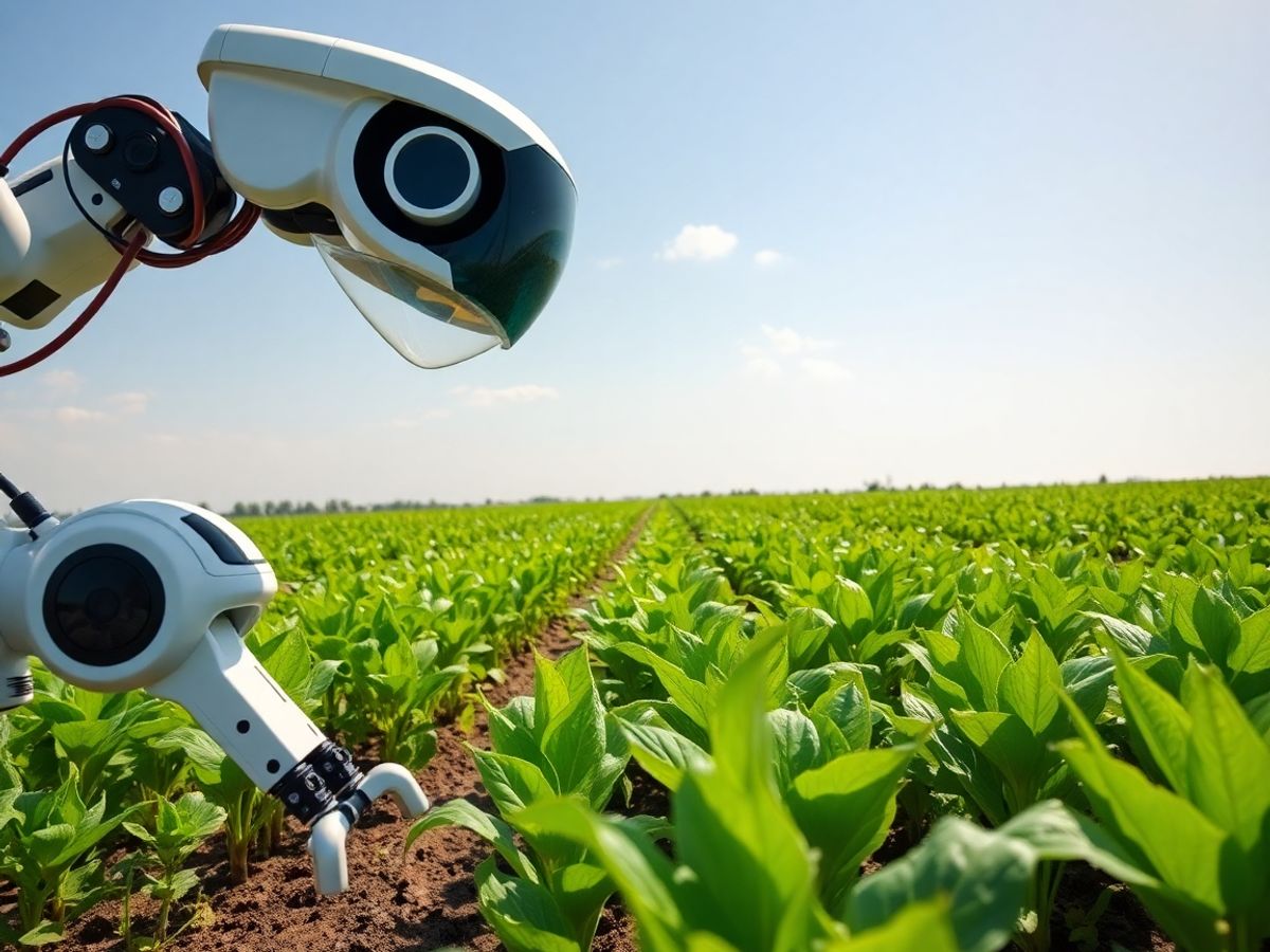 AI în agricultură: roboți și culturi verzi futuriste.
