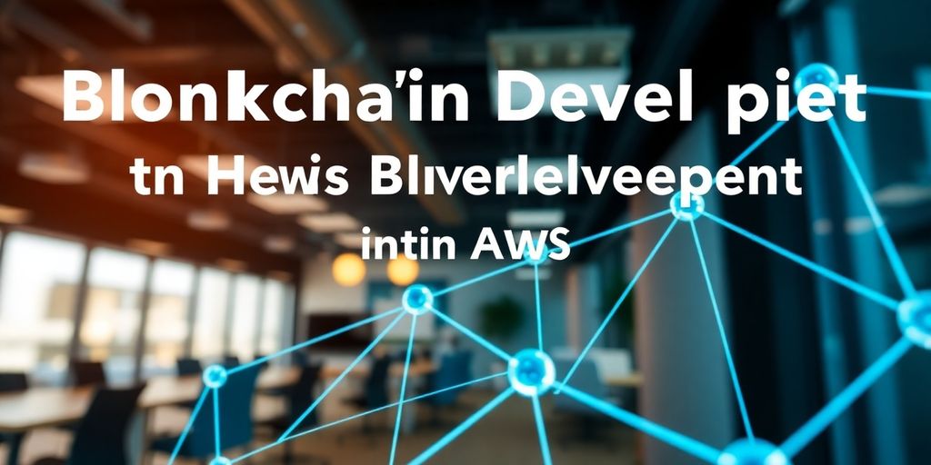 Critical Qs Answered: How to Leverage Blockchain on AWS for Your Business 4 Blockchain network connections in a modern office setting.