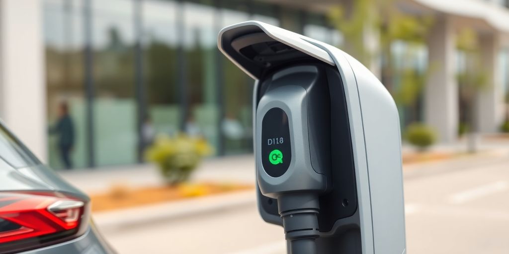 Bornes de recharge électrique dans un environnement extérieur.
