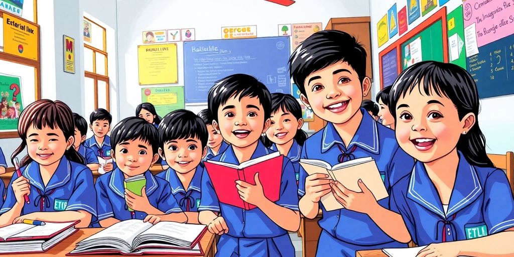 Students in Manila engaging in a lively classroom setting.