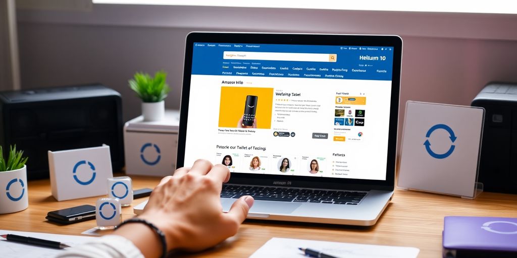 Person using a laptop with Amazon and tools displayed.