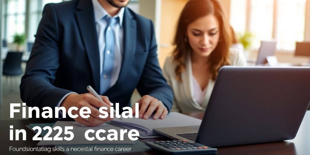 Professional analyzing finance data in a modern office.