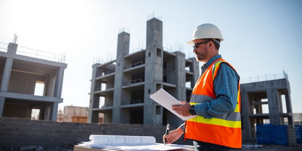 Construction quality inspector at work