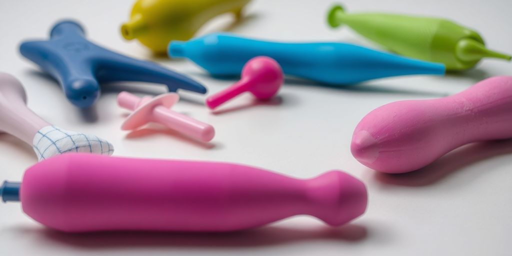 Assorted sex toys on a clean surface.