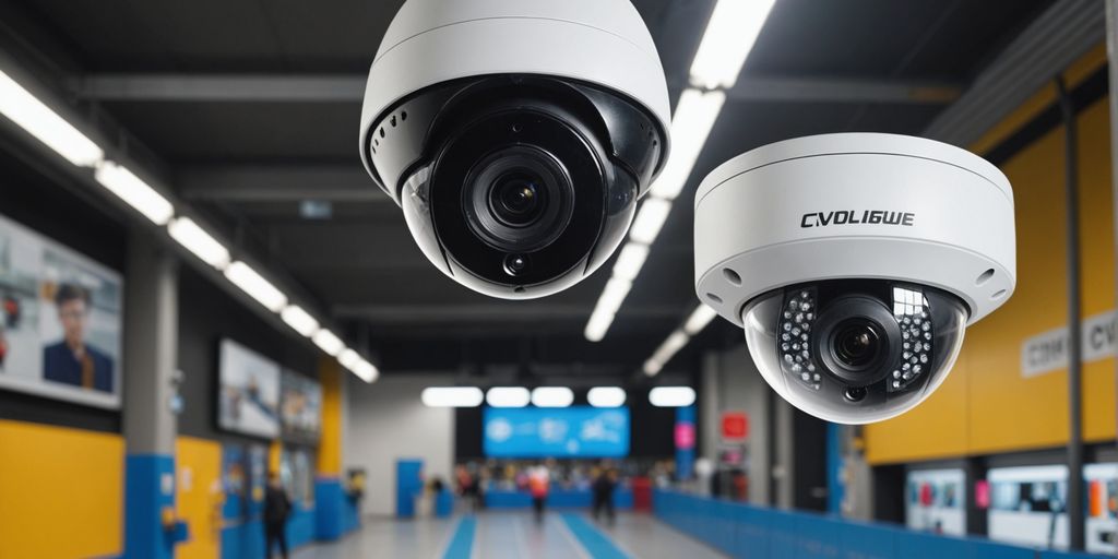 Analogue and IP CCTV cameras side by side.