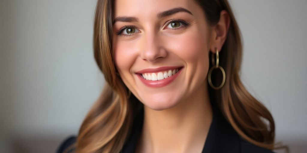 Portrait of Bianca Censori smiling confidently.