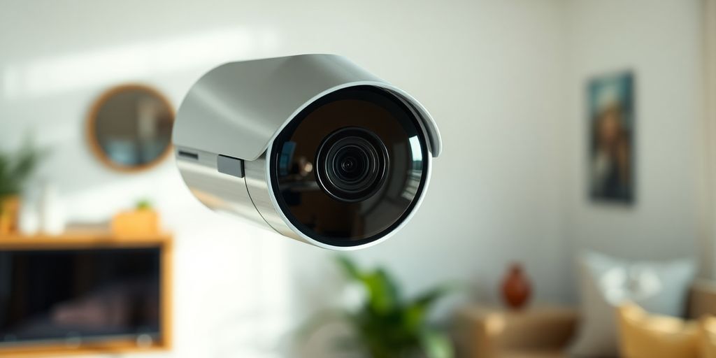 Câmera de segurança em ambiente doméstico.