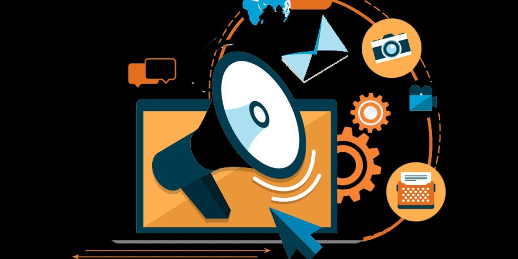 digital marketing concept with people and digital devices
