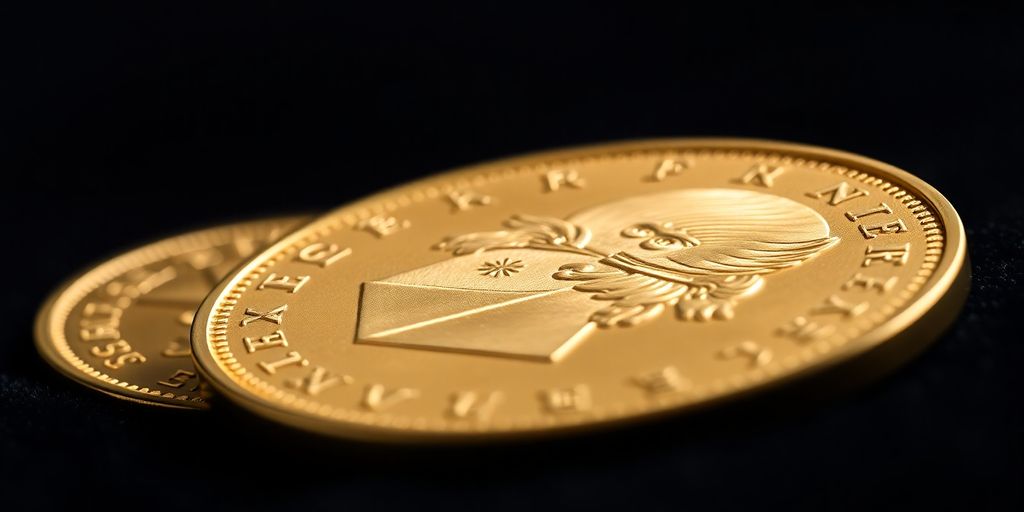 Pièce de Napoléon d'Or sur fond sombre.