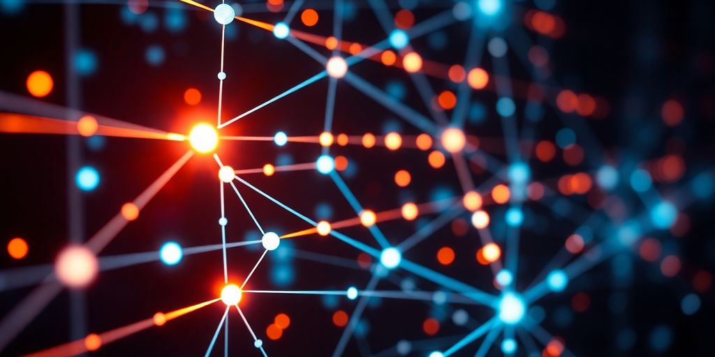 Abstract neural network patterns glowing.