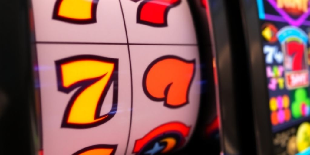 Spinning slot machine reels with glowing jackpot numbers.