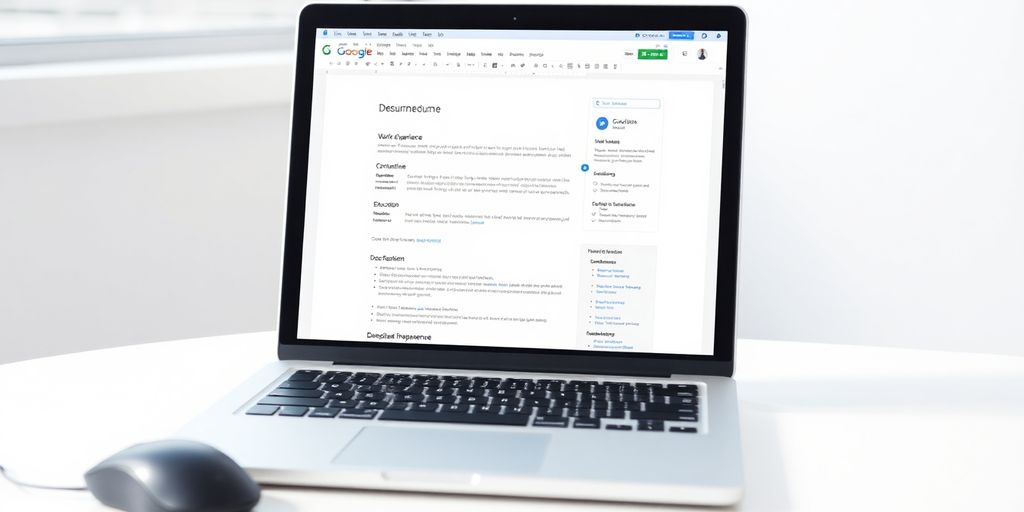 Google Docs resume template on a computer screen