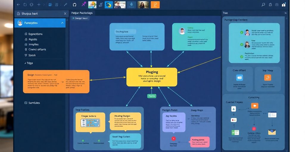 Colorful diagrams and concept maps for design workflows.
