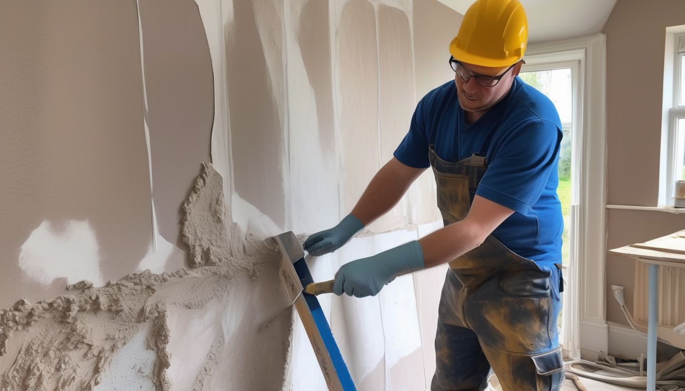 professional plasterer working on a wall in Hampshire
