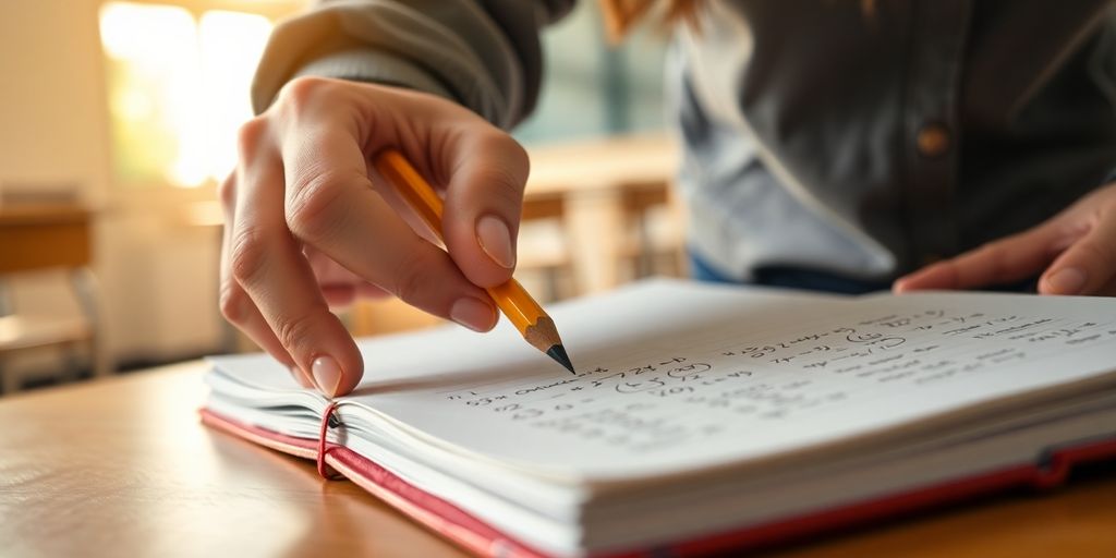 Tutor helping student with math