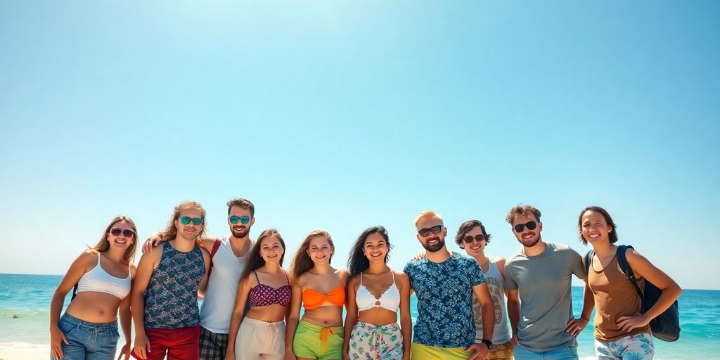 Gruppe junger Leute am Strand
