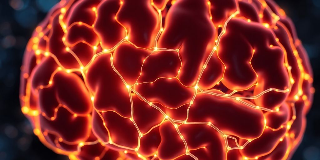 Brain scan showing neural pathways.