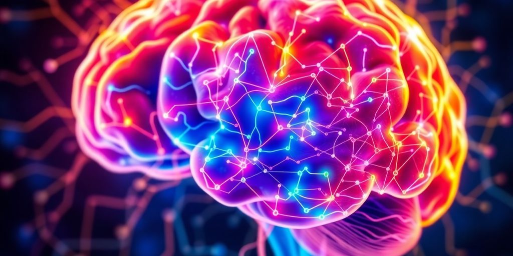 Brain with colorful connections, illustrating ADHD.