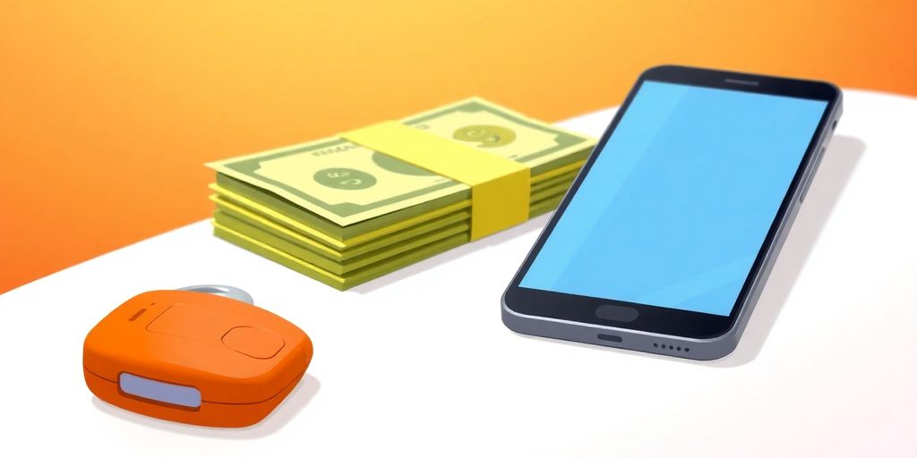 Car key, cash, and smartphone on a table.