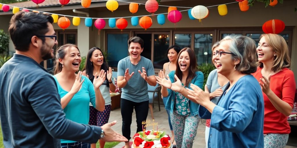 Vrolijke mensen die samen lachen tijdens een yoga-sessie.